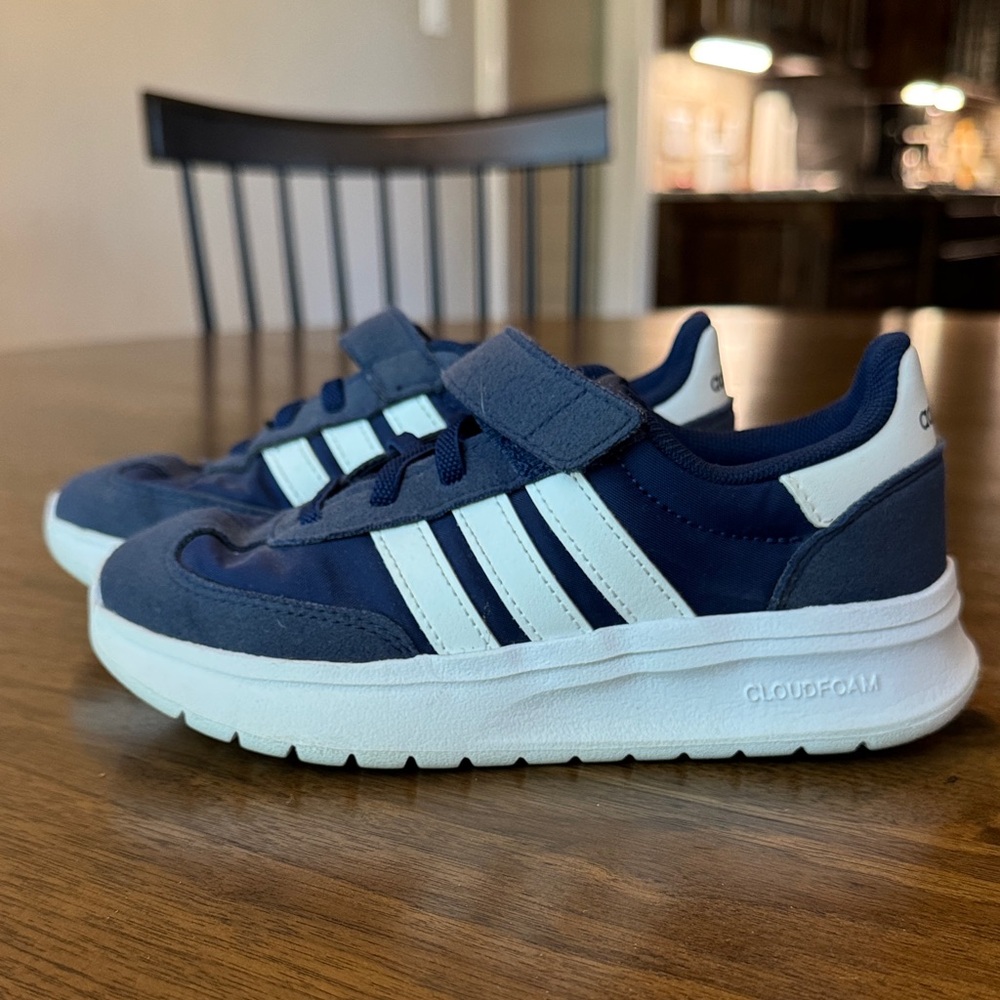 adidas Kids Navy and White Cloudfoam Sneakers